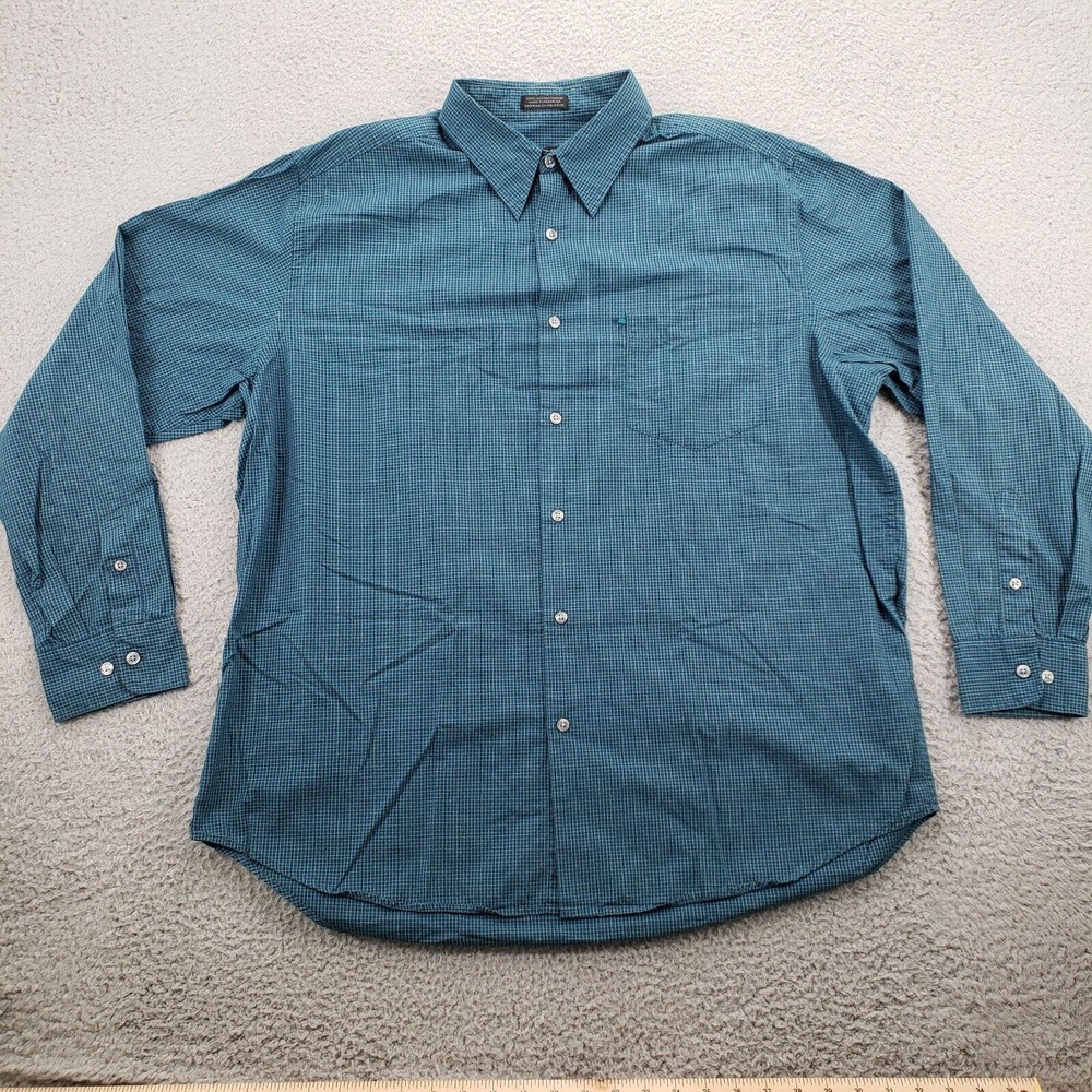 Dnky Shirt Mens XL Blue Long Sleeve Check Button Up Preppy Classic